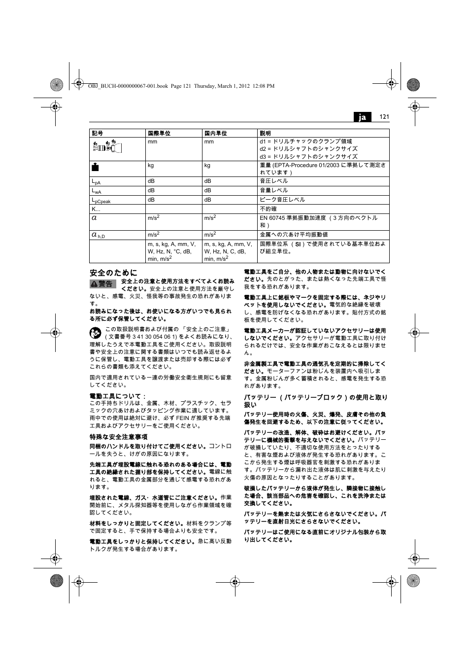 安全のために | Fein ABOP 13-2 User Manual | Page 121 / 131