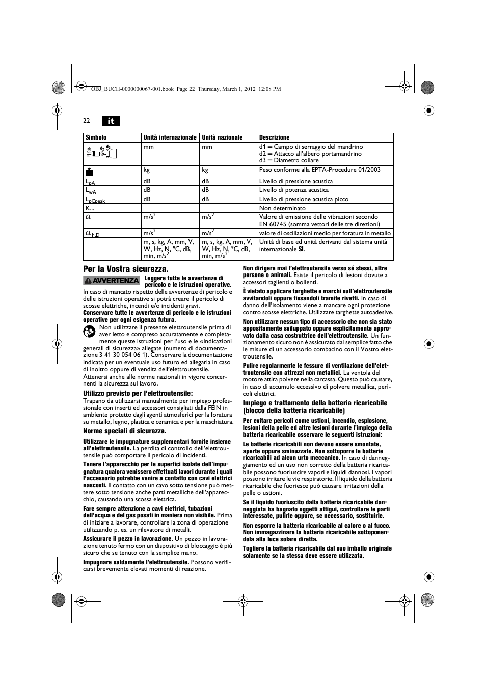 It per la vostra sicurezza | Fein ABOP 13-2 User Manual | Page 22 / 131