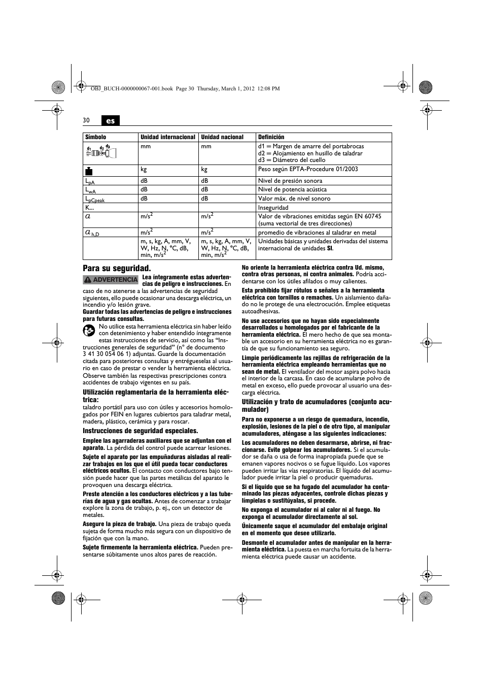 Es para su seguridad | Fein ABOP 13-2 User Manual | Page 30 / 131