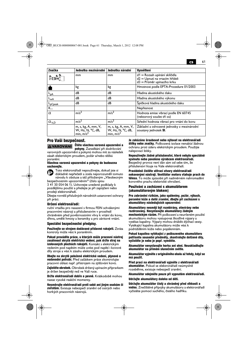 Cs pro vaši bezpečnost | Fein ABOP 13-2 User Manual | Page 61 / 131