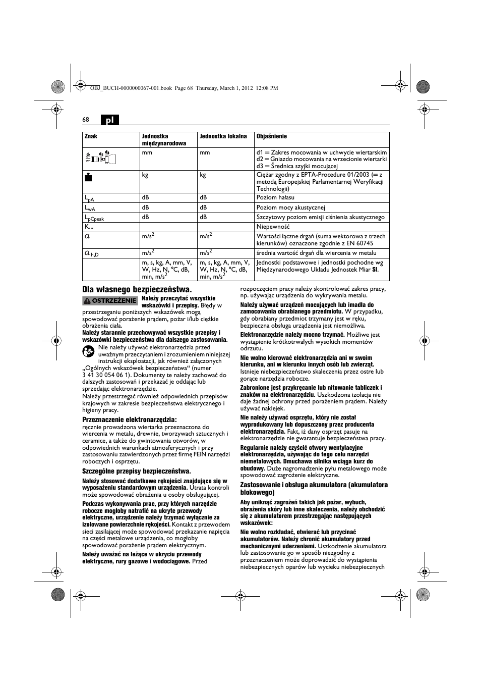 Pl dla własnego bezpieczeństwa | Fein ABOP 13-2 User Manual | Page 68 / 131
