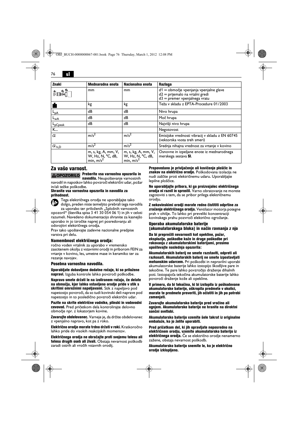 Sl za vašo varnost | Fein ABOP 13-2 User Manual | Page 76 / 131