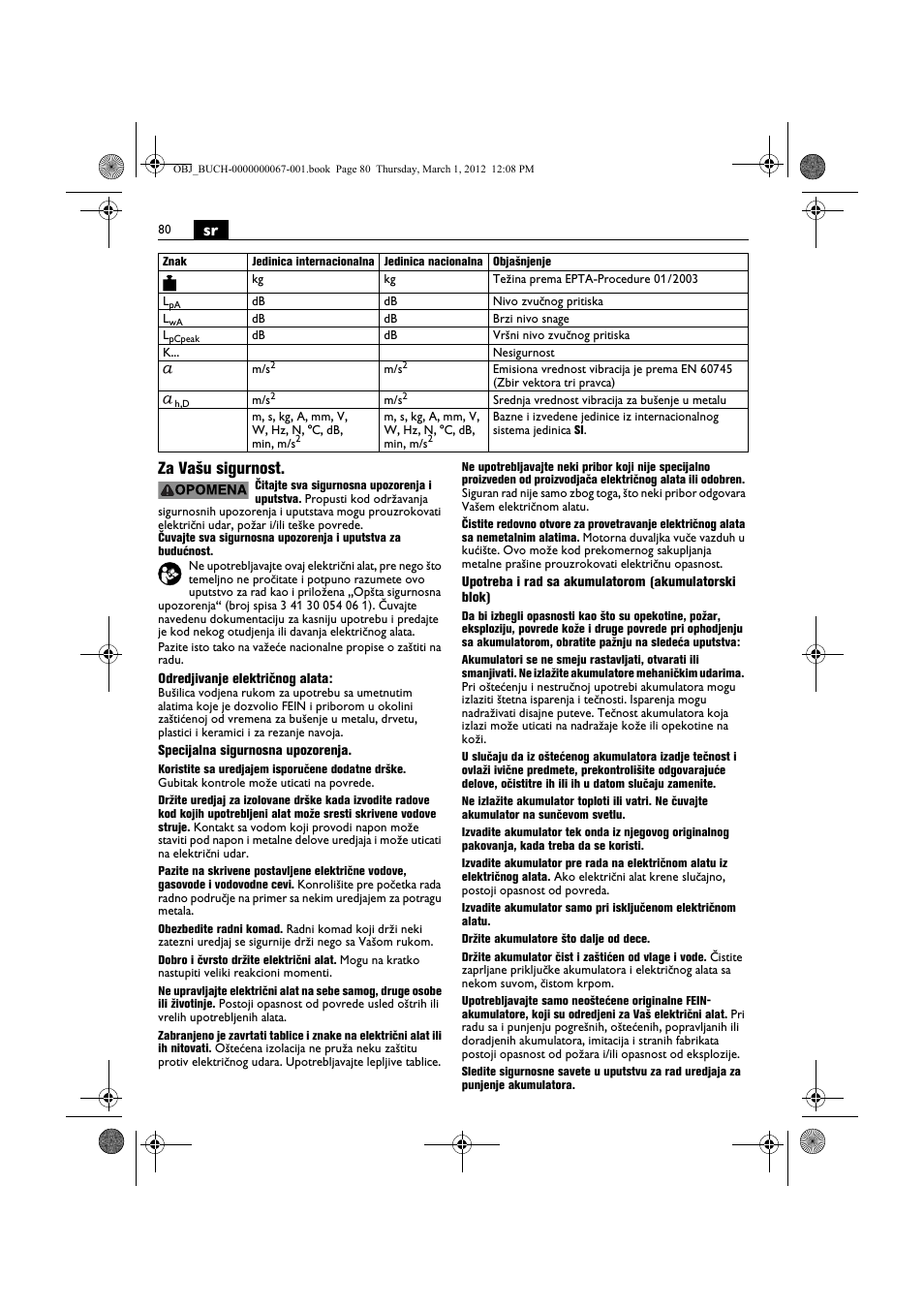 Sr za vašu sigurnost | Fein ABOP 13-2 User Manual | Page 80 / 131