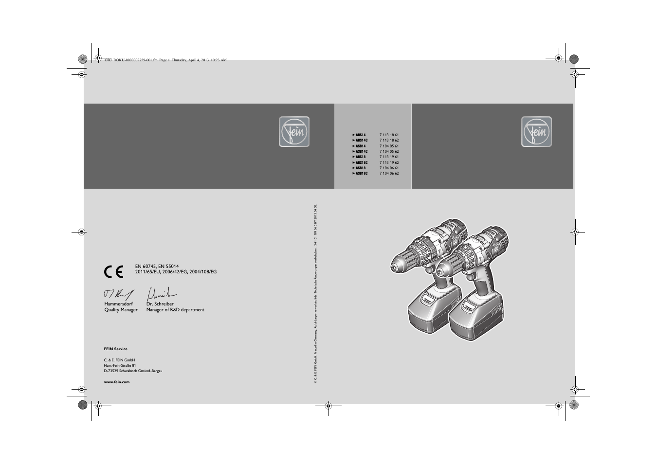 Fein ABS_18C User Manual | 149 pages