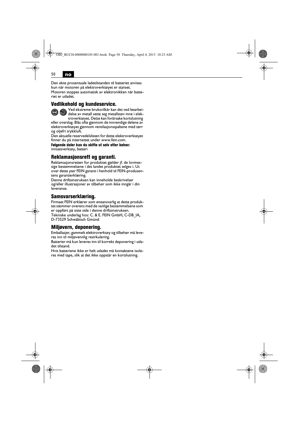 Fein ABS_18C User Manual | Page 50 / 149