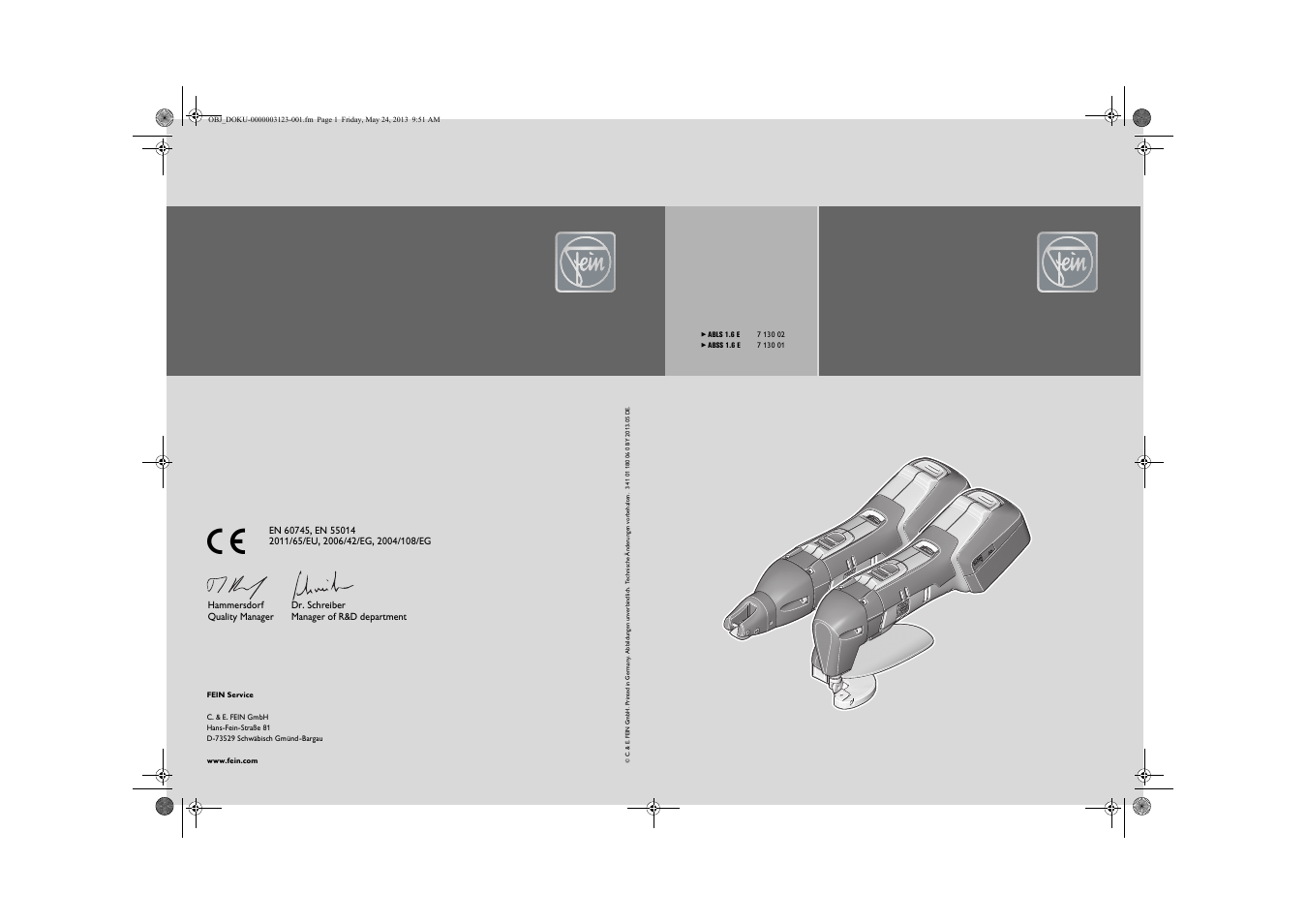 Fein ABSS 1.6E User Manual | 141 pages