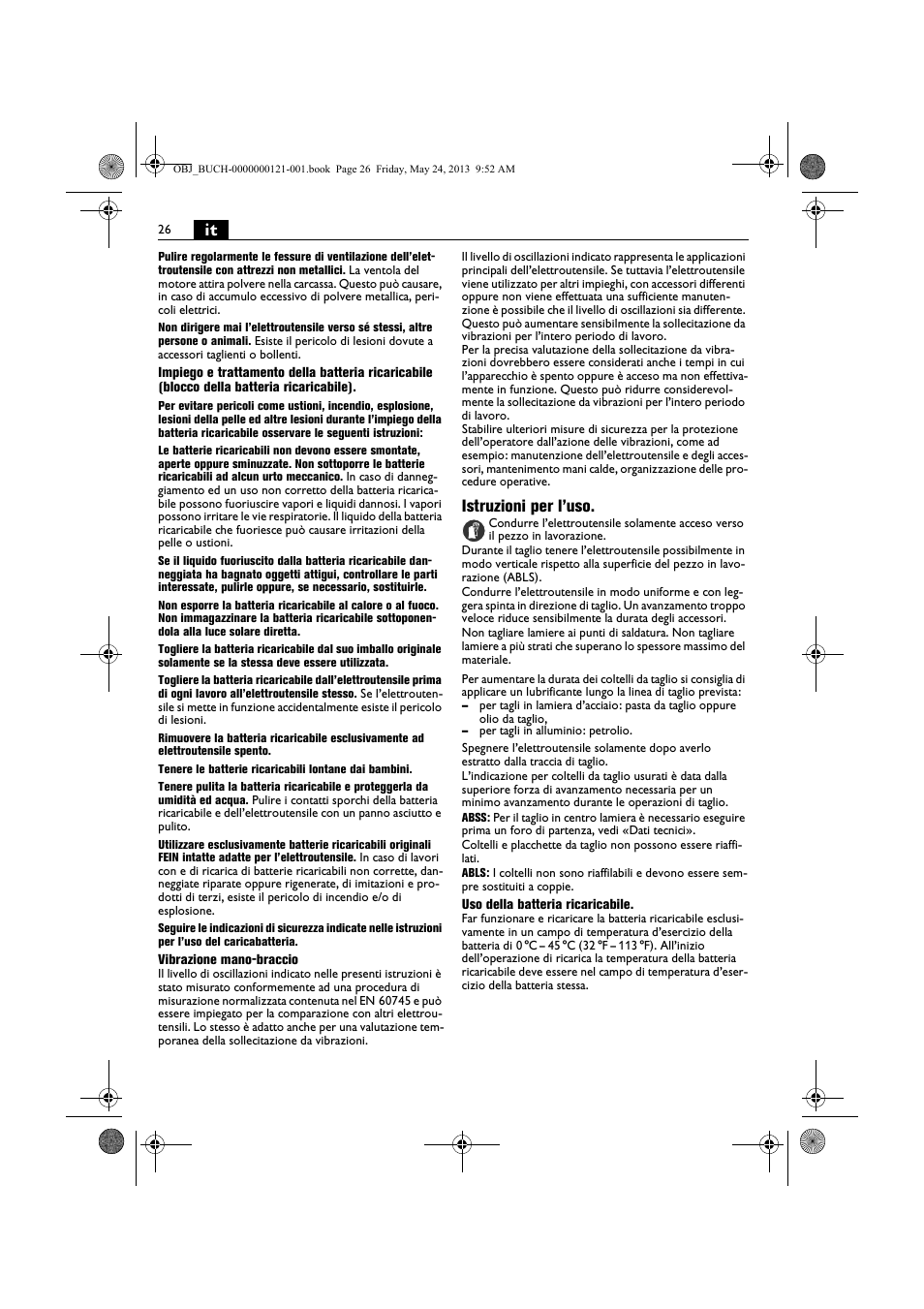 Istruzioni per l’uso | Fein ABSS 1.6E User Manual | Page 26 / 141