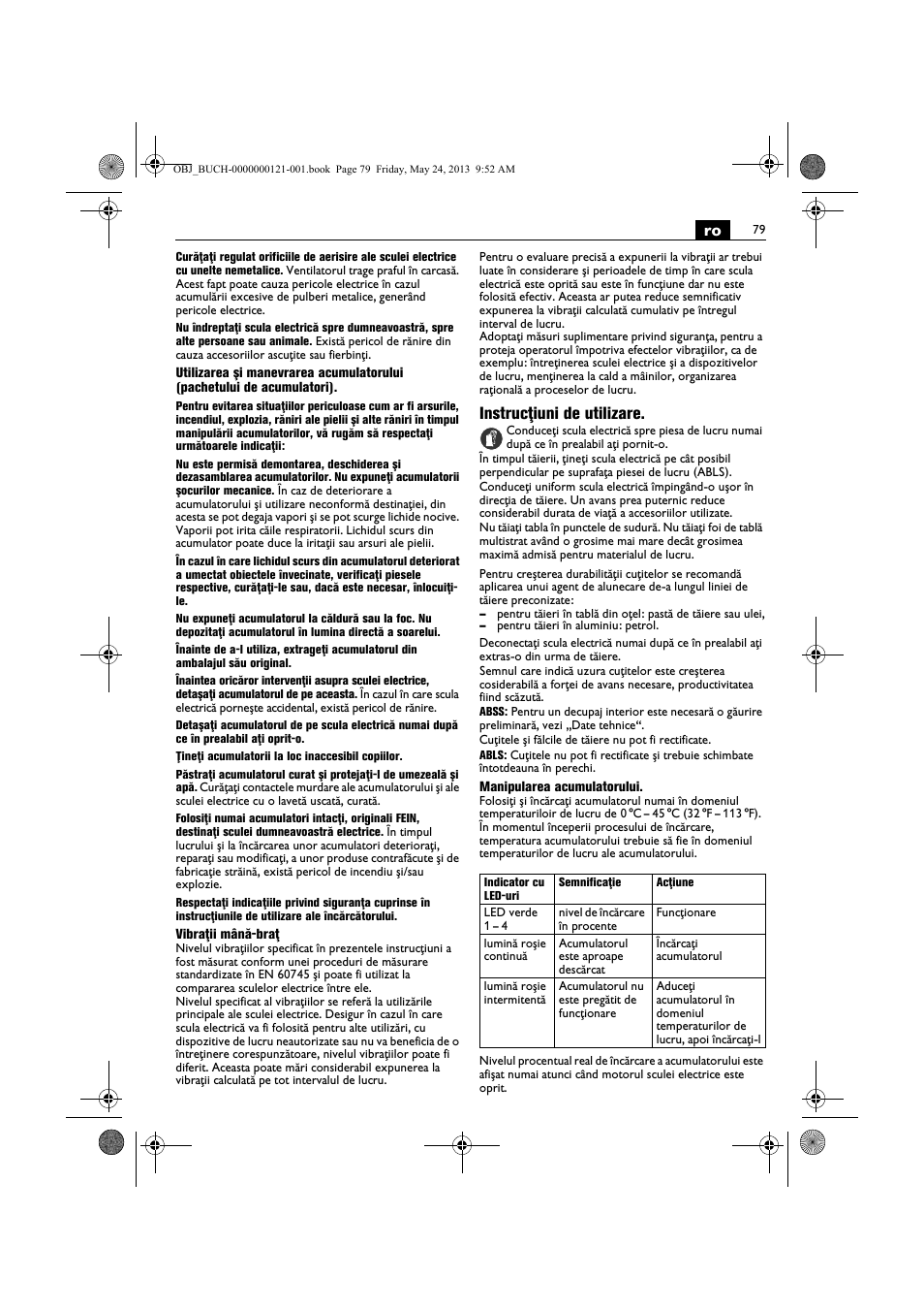 Instrucţiuni de utilizare | Fein ABSS 1.6E User Manual | Page 79 / 141