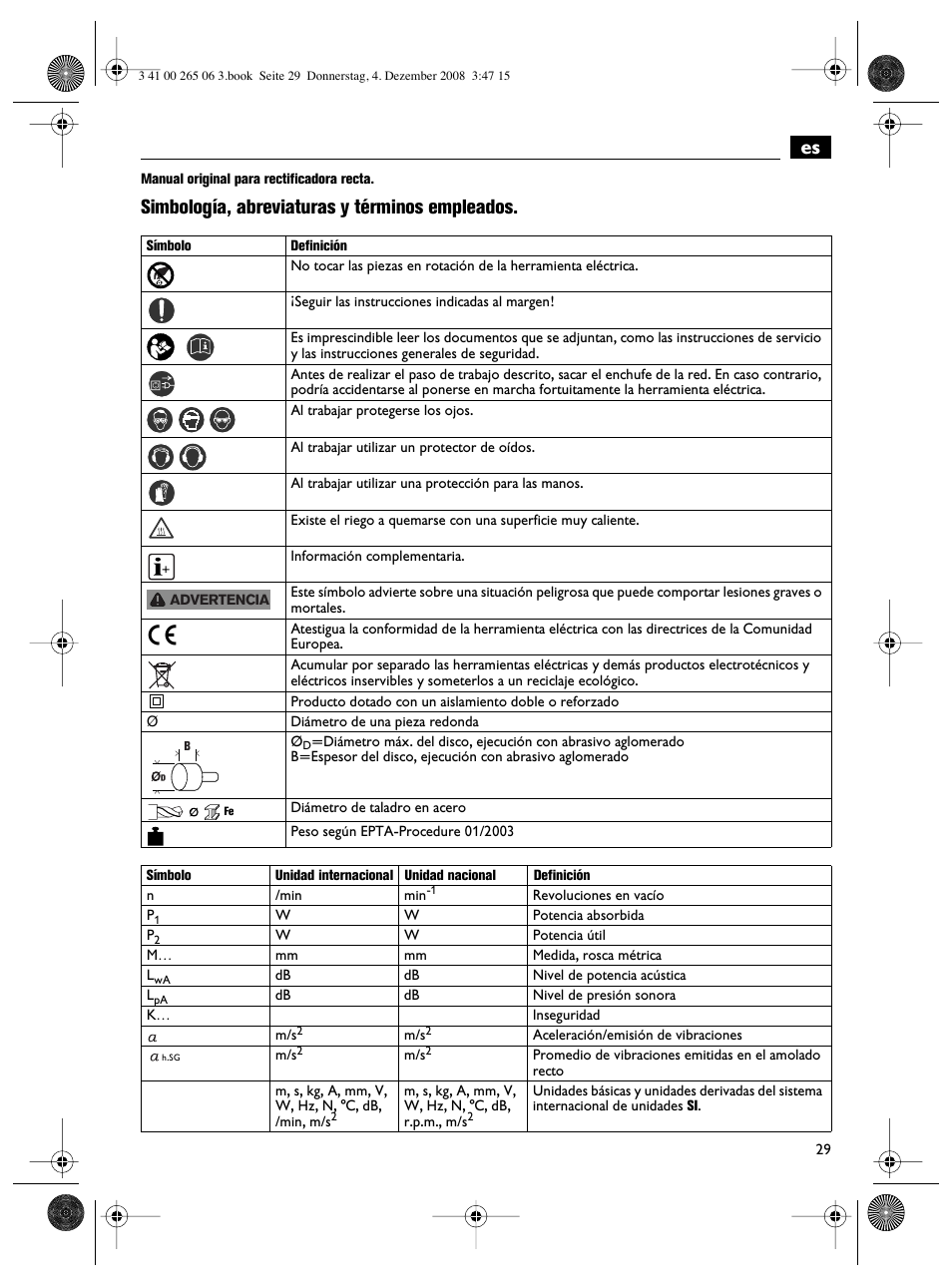 Simbología, abreviaturas y términos empleados | Fein AHSl636c User Manual | Page 29 / 80
