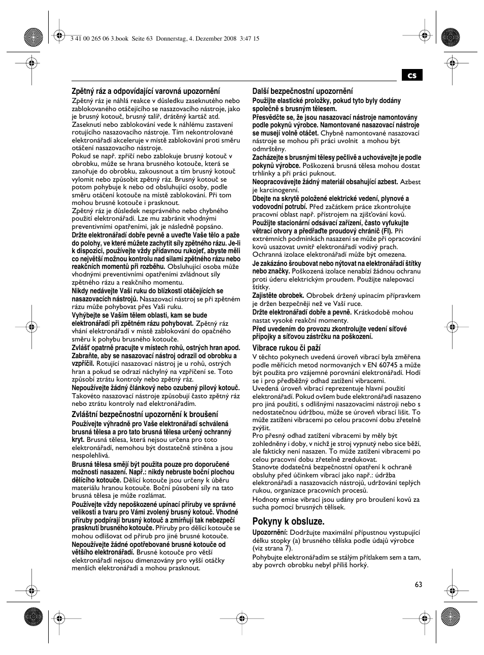 Pokyny k obsluze | Fein AHSl636c User Manual | Page 63 / 80