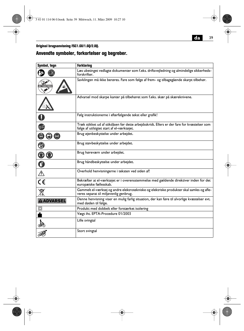 Anvendte symboler, forkortelser og begreber | Fein Cargo User Manual | Page 39 / 77