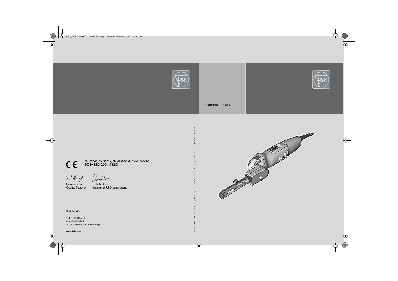 Fein BF 10-280E User Manual | 109 pages
