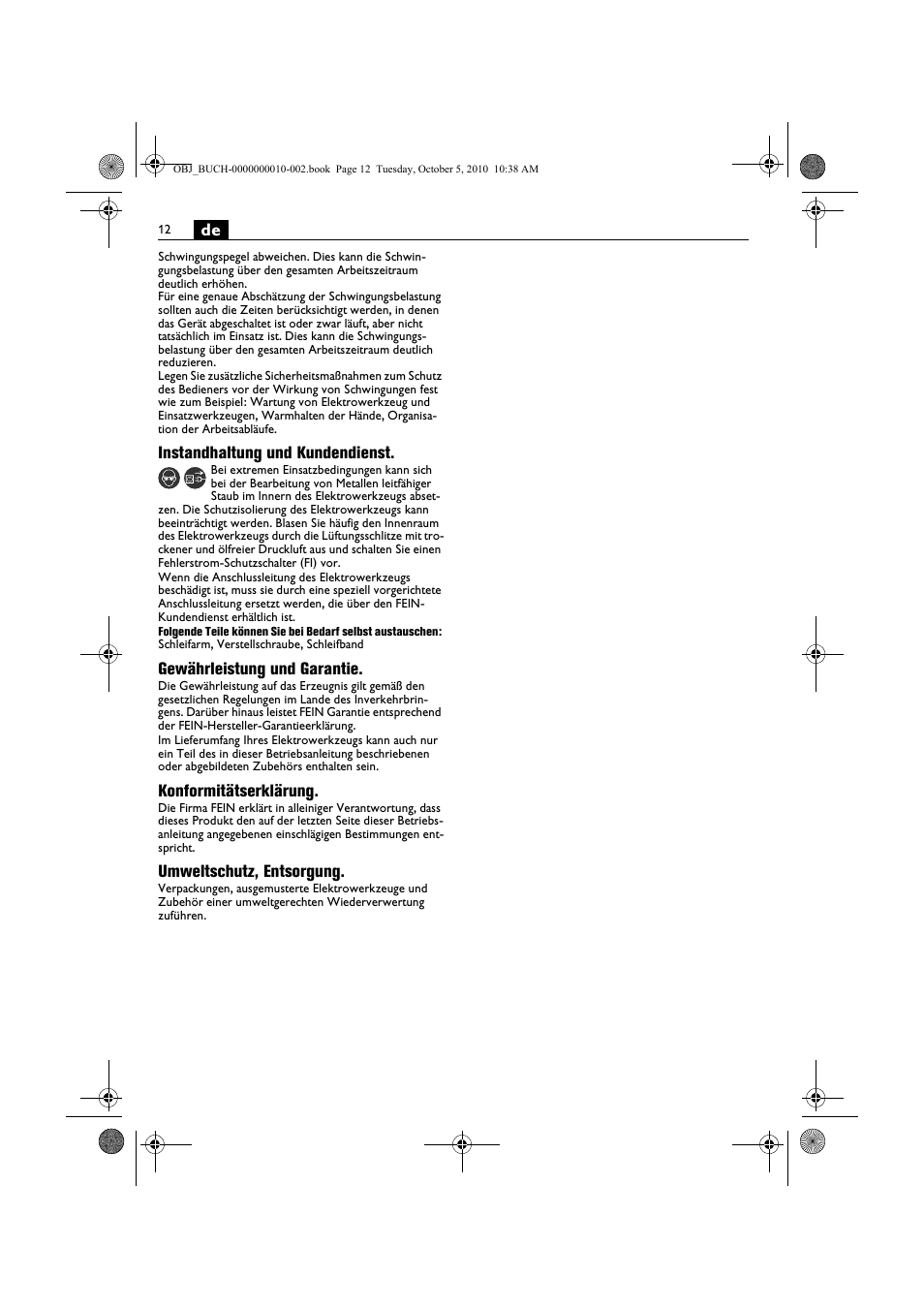 Fein BF 10-280E User Manual | Page 12 / 109