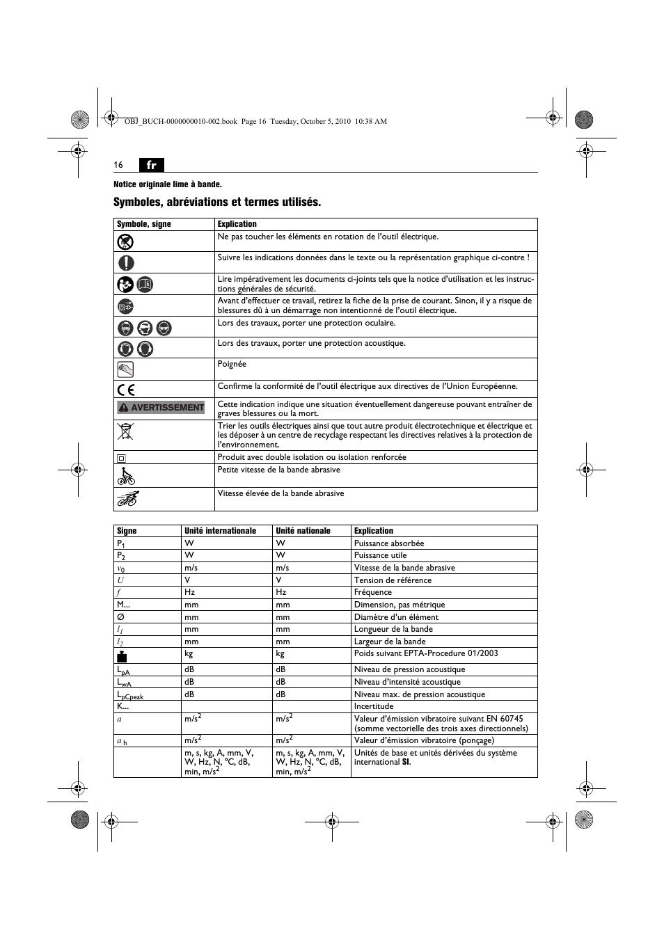 Symboles, abréviations et termes utilisés | Fein BF 10-280E User Manual | Page 16 / 109
