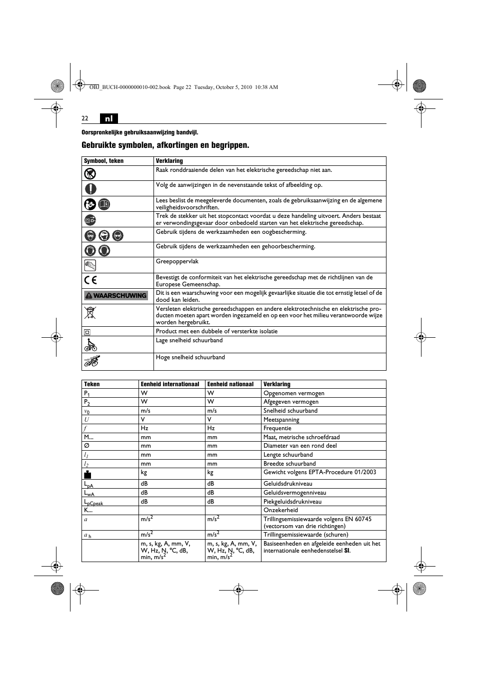 Gebruikte symbolen, afkortingen en begrippen | Fein BF 10-280E User Manual | Page 22 / 109