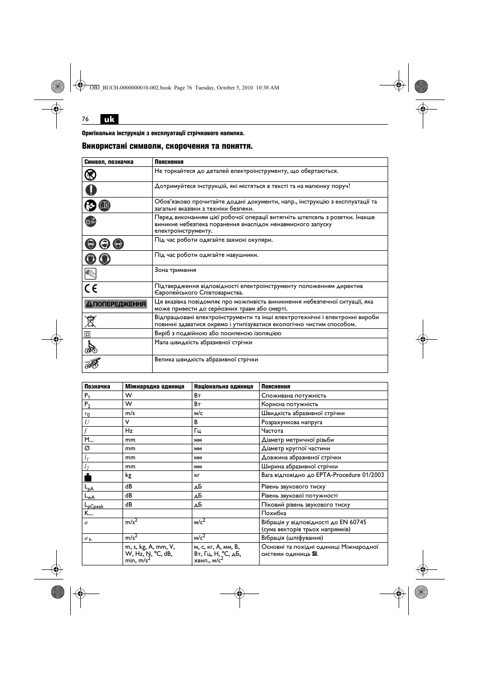Використані символи, скорочення та поняття | Fein BF 10-280E User Manual | Page 76 / 109