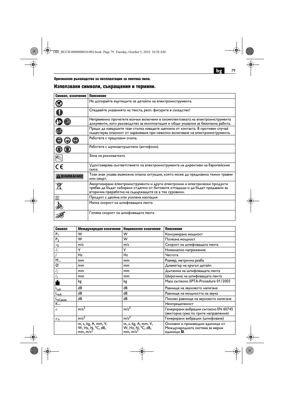Използвани символи, съкращения и термини | Fein BF 10-280E User Manual | Page 79 / 109