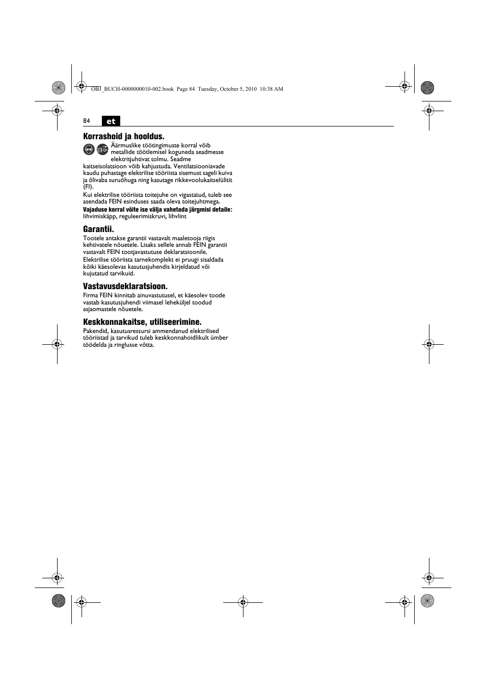 Fein BF 10-280E User Manual | Page 84 / 109