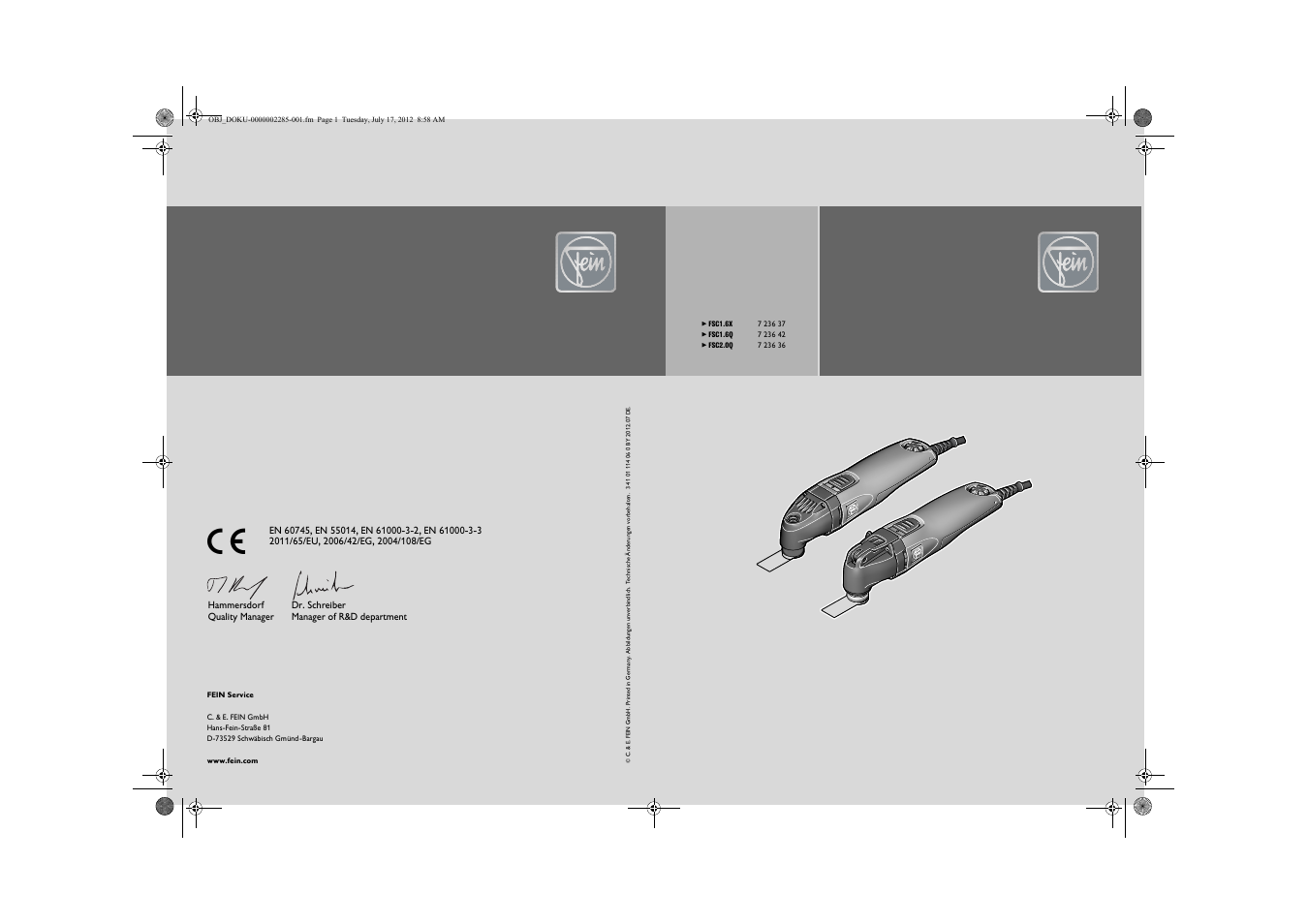 Fein FSC 1.6 User Manual | 134 pages