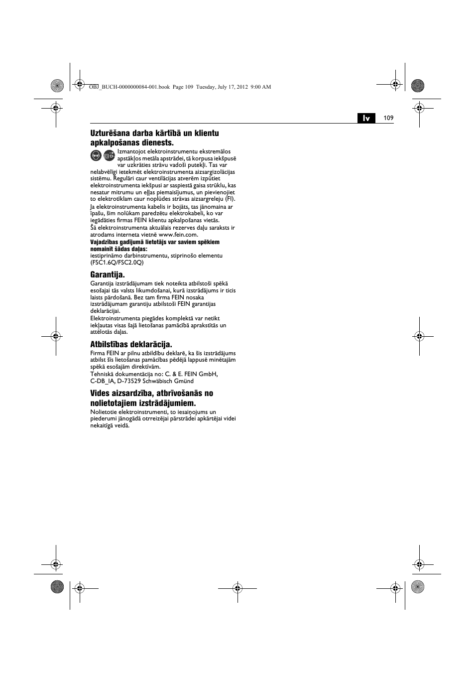 Fein FSC 1.6 User Manual | Page 109 / 134