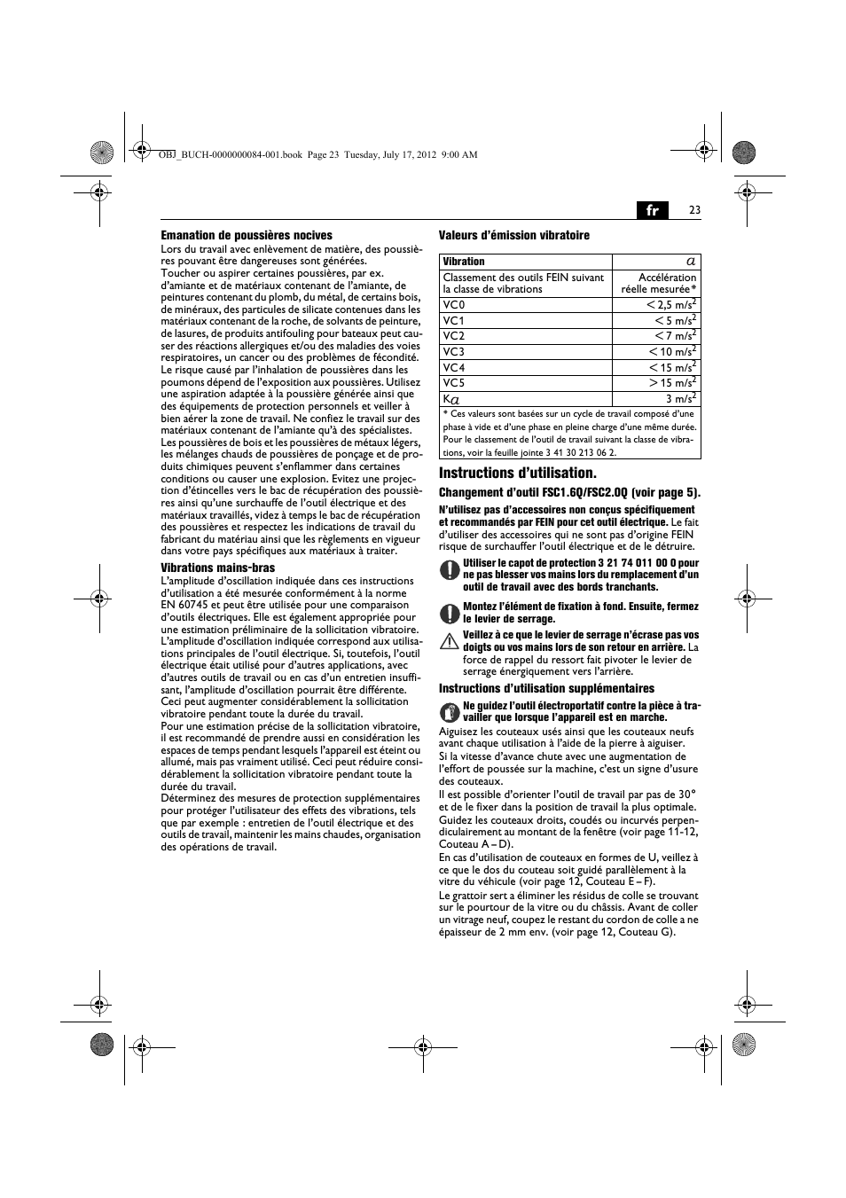 Instructions d’utilisation | Fein FSC 1.6 User Manual | Page 23 / 134