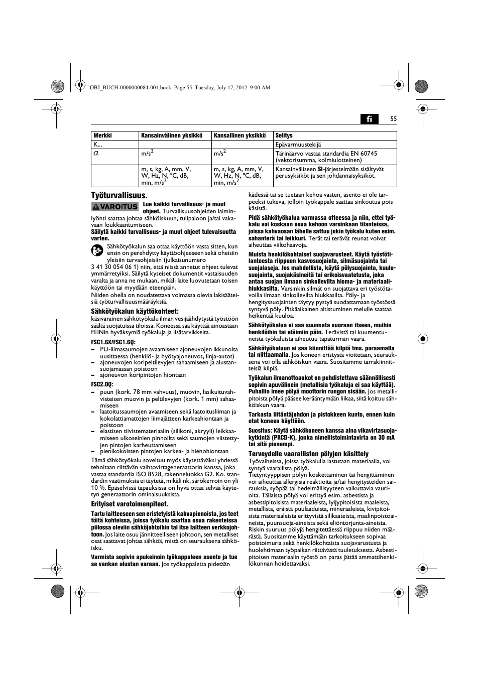 Fi työturvallisuus | Fein FSC 1.6 User Manual | Page 55 / 134