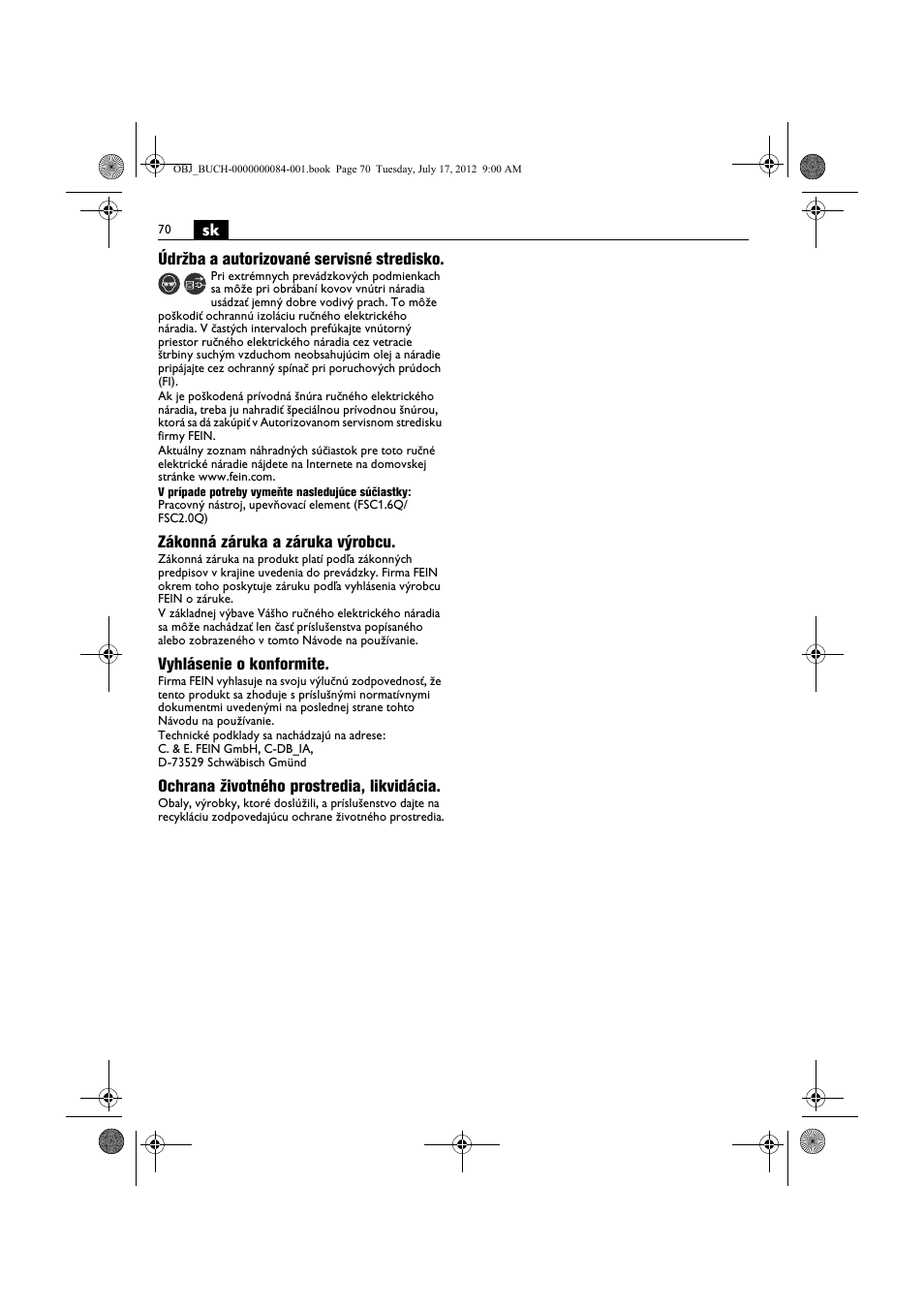 Fein FSC 1.6 User Manual | Page 70 / 134