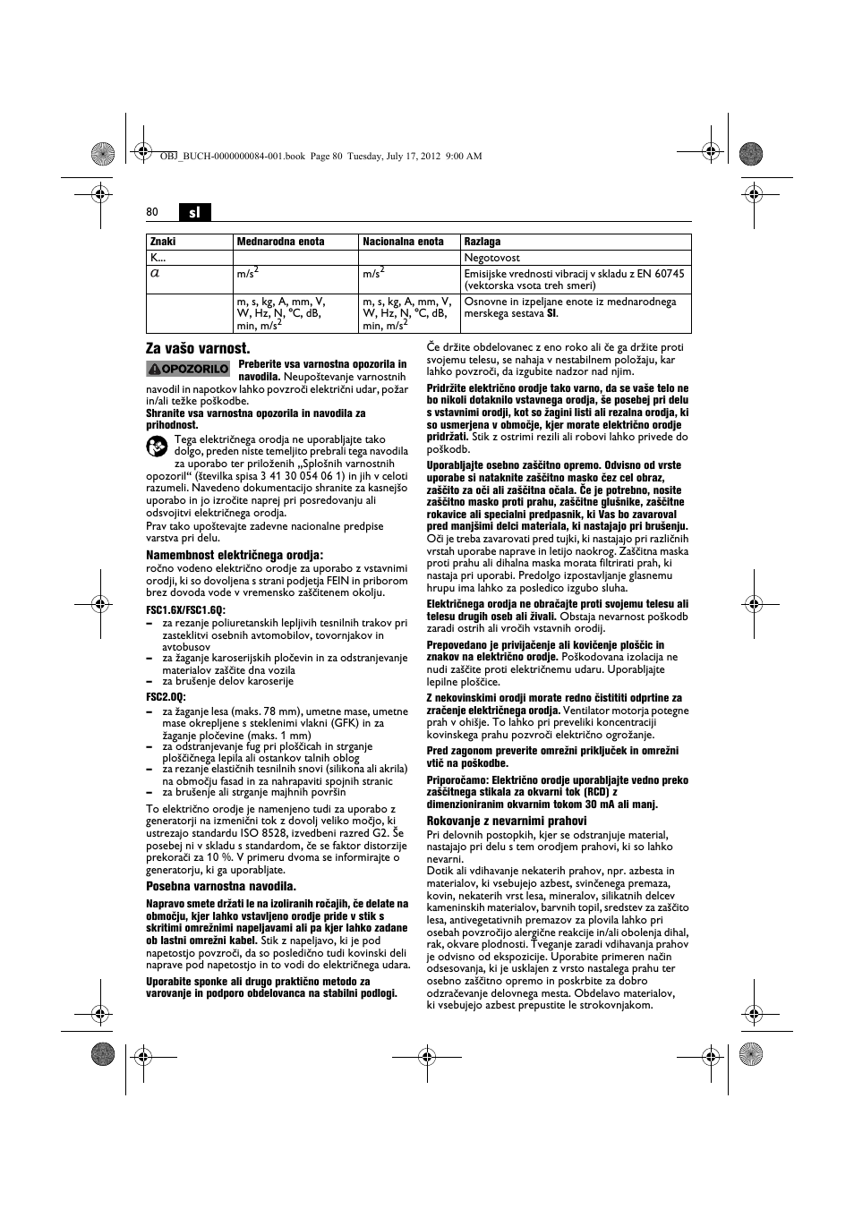 Sl za vašo varnost | Fein FSC 1.6 User Manual | Page 80 / 134