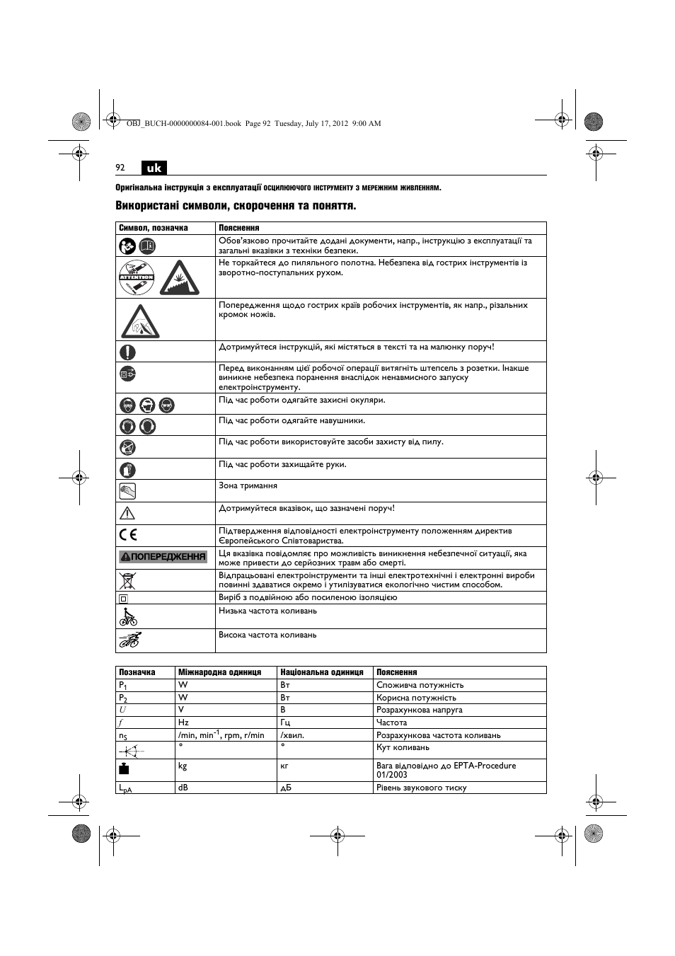 Використані символи, скорочення та поняття | Fein FSC 1.6 User Manual | Page 92 / 134