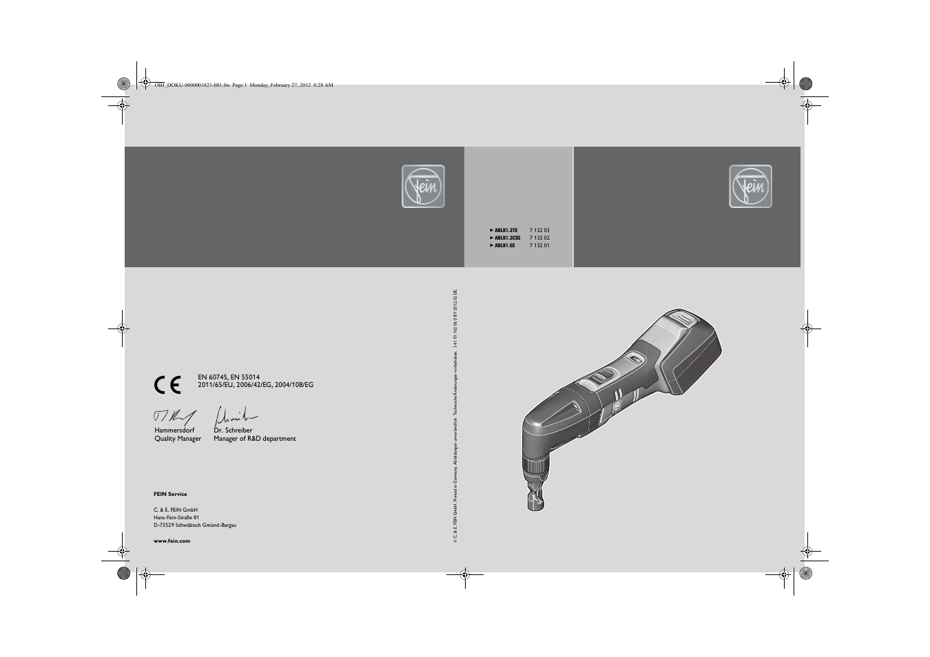 Fein ABLK 1.6 User Manual | 127 pages