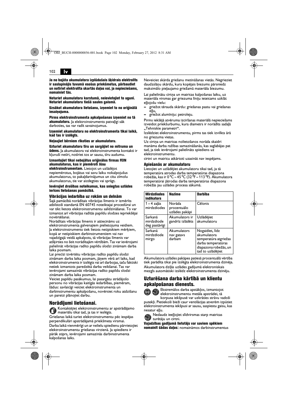 Norādījumi lietošanai | Fein ABLK 1.6 User Manual | Page 102 / 127