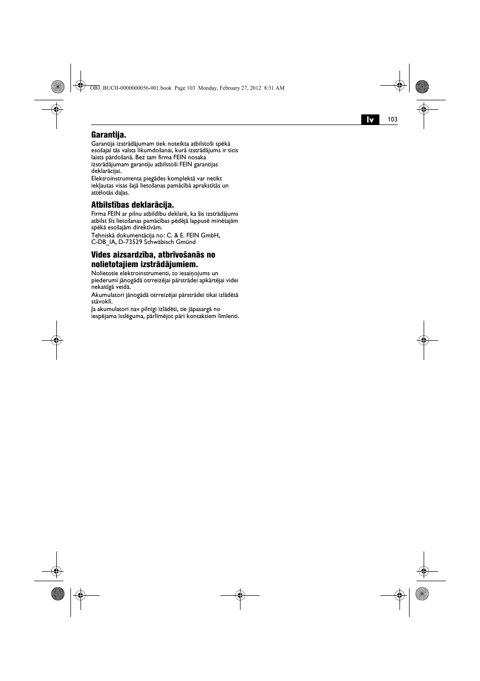 Fein ABLK 1.6 User Manual | Page 103 / 127