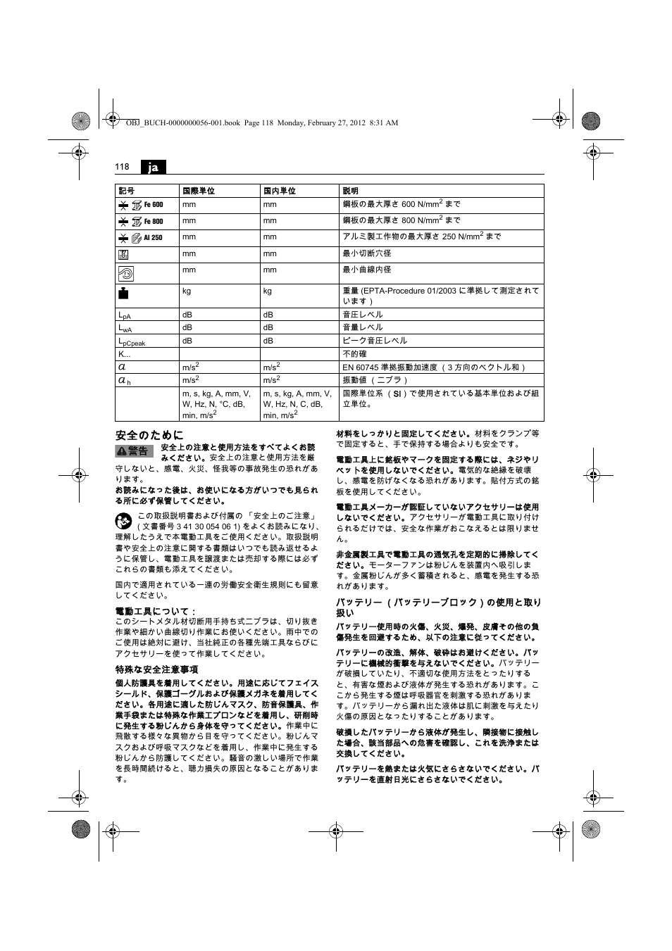 安全のために | Fein ABLK 1.6 User Manual | Page 118 / 127