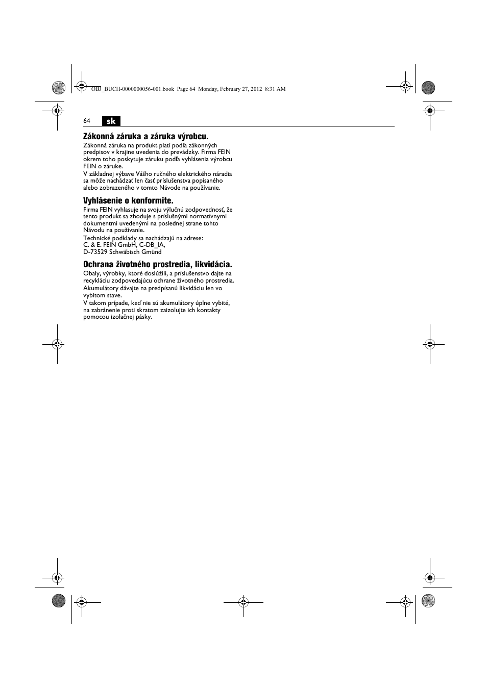 Fein ABLK 1.6 User Manual | Page 64 / 127