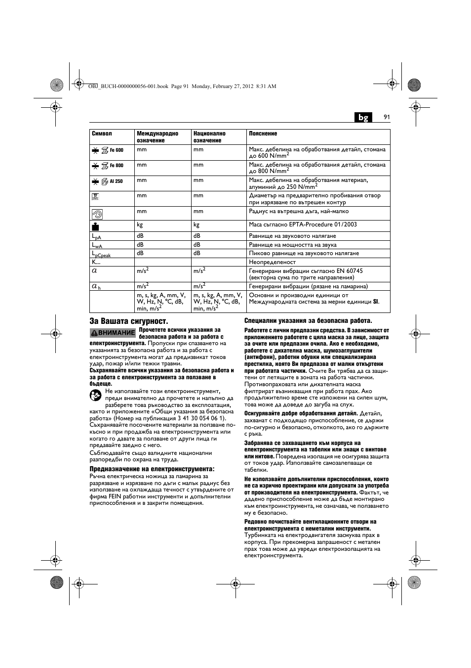 Bg за вашата сигурност | Fein ABLK 1.6 User Manual | Page 91 / 127