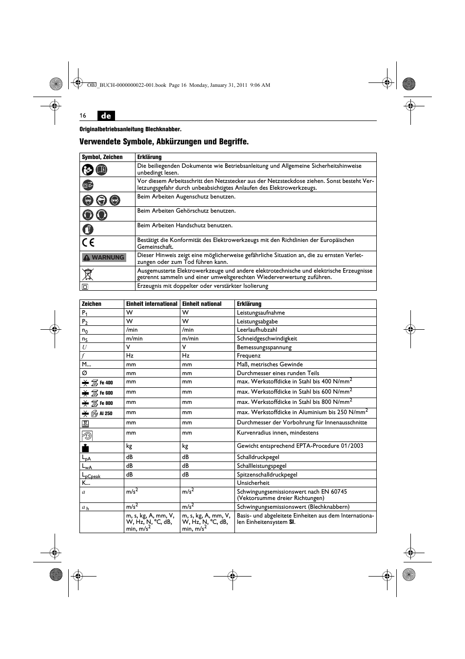Verwendete symbole, abkürzungen und begriffe | Fein BLK5.0 User Manual | Page 16 / 118