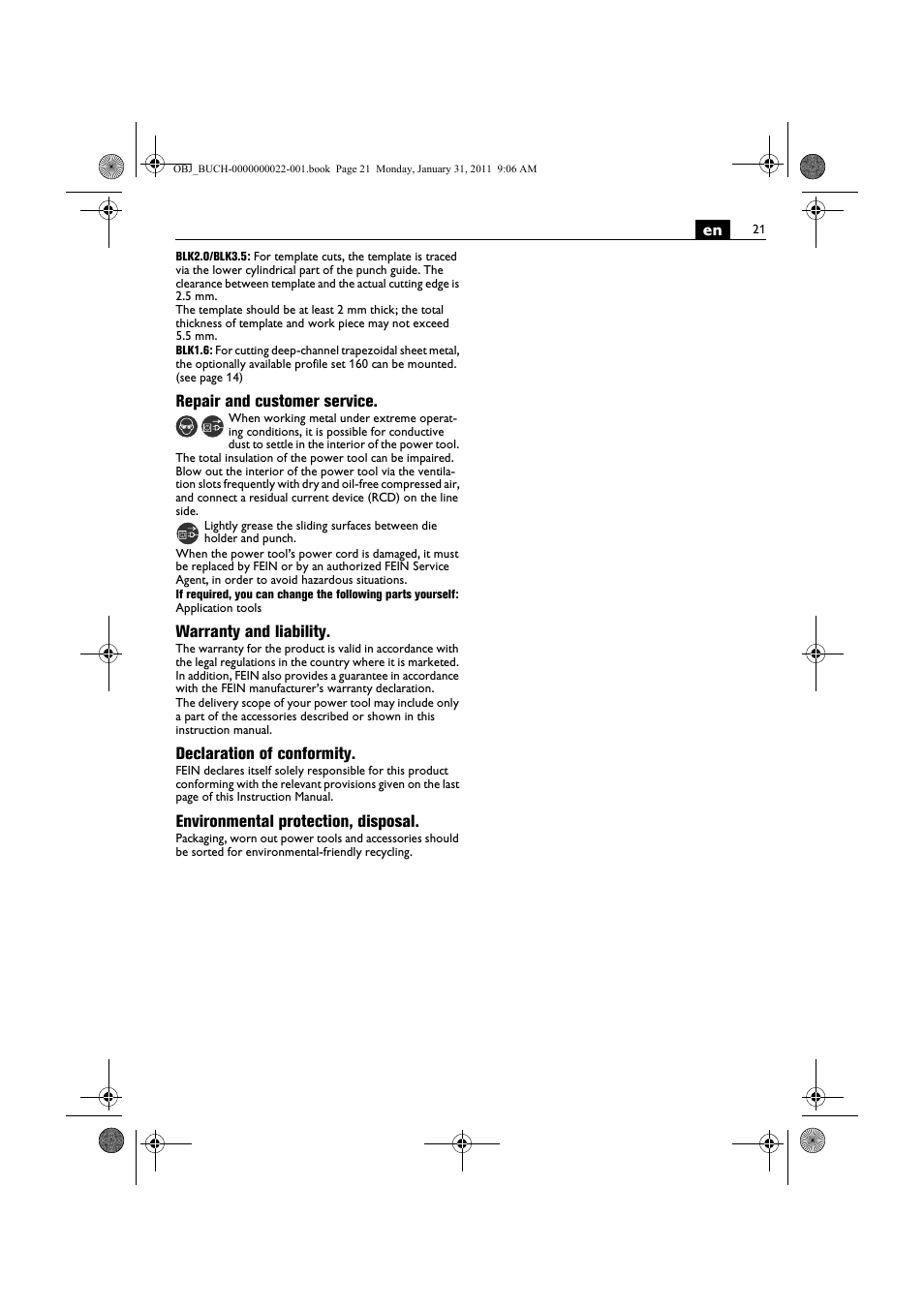 Fein BLK5.0 User Manual | Page 21 / 118