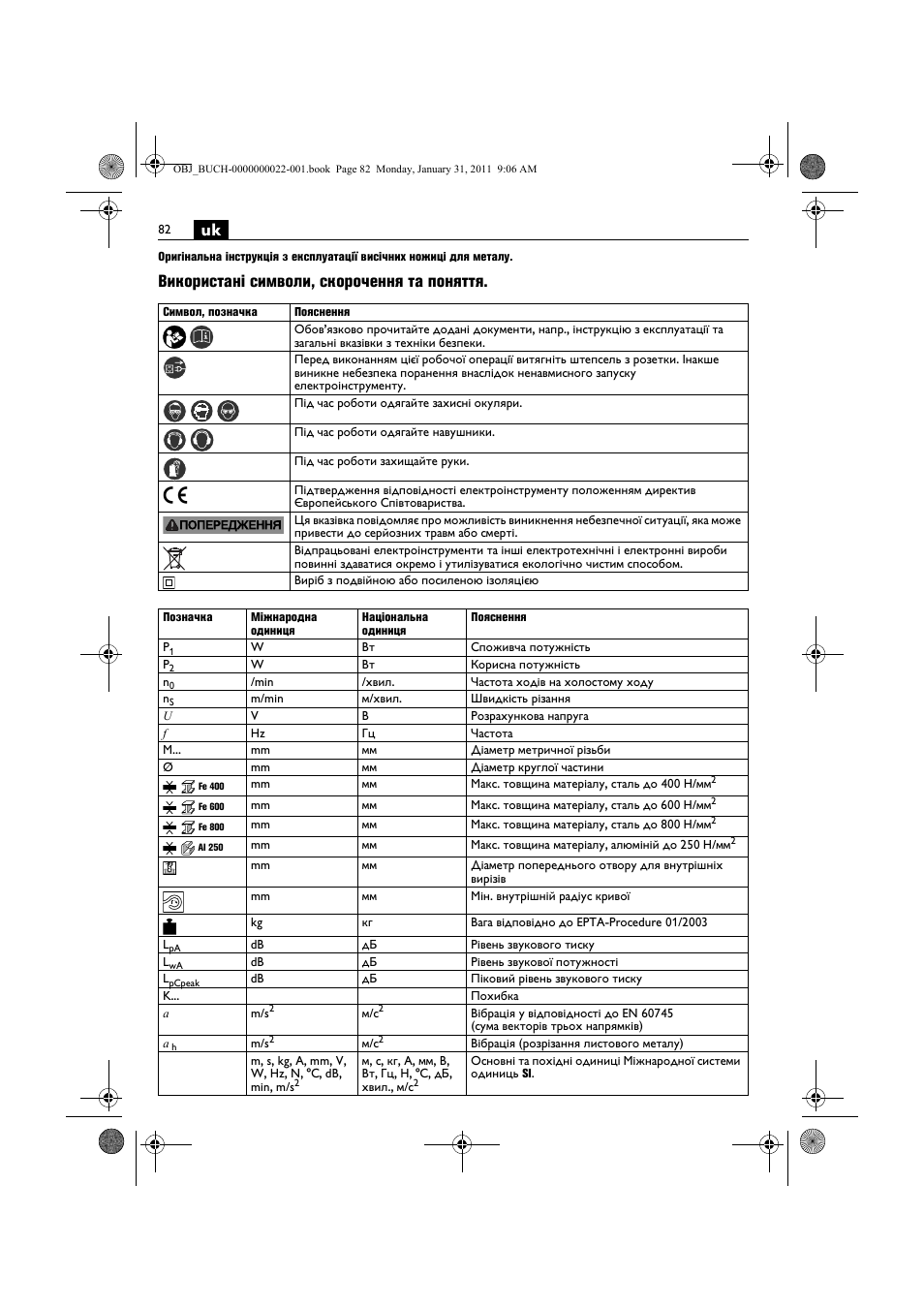 Використані символи, скорочення та поняття | Fein BLK5.0 User Manual | Page 82 / 118