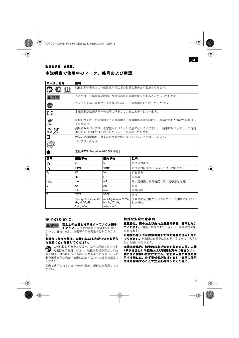 Χz` r | Fein AFSC 18 аккумулятор User Manual | Page 61 / 63