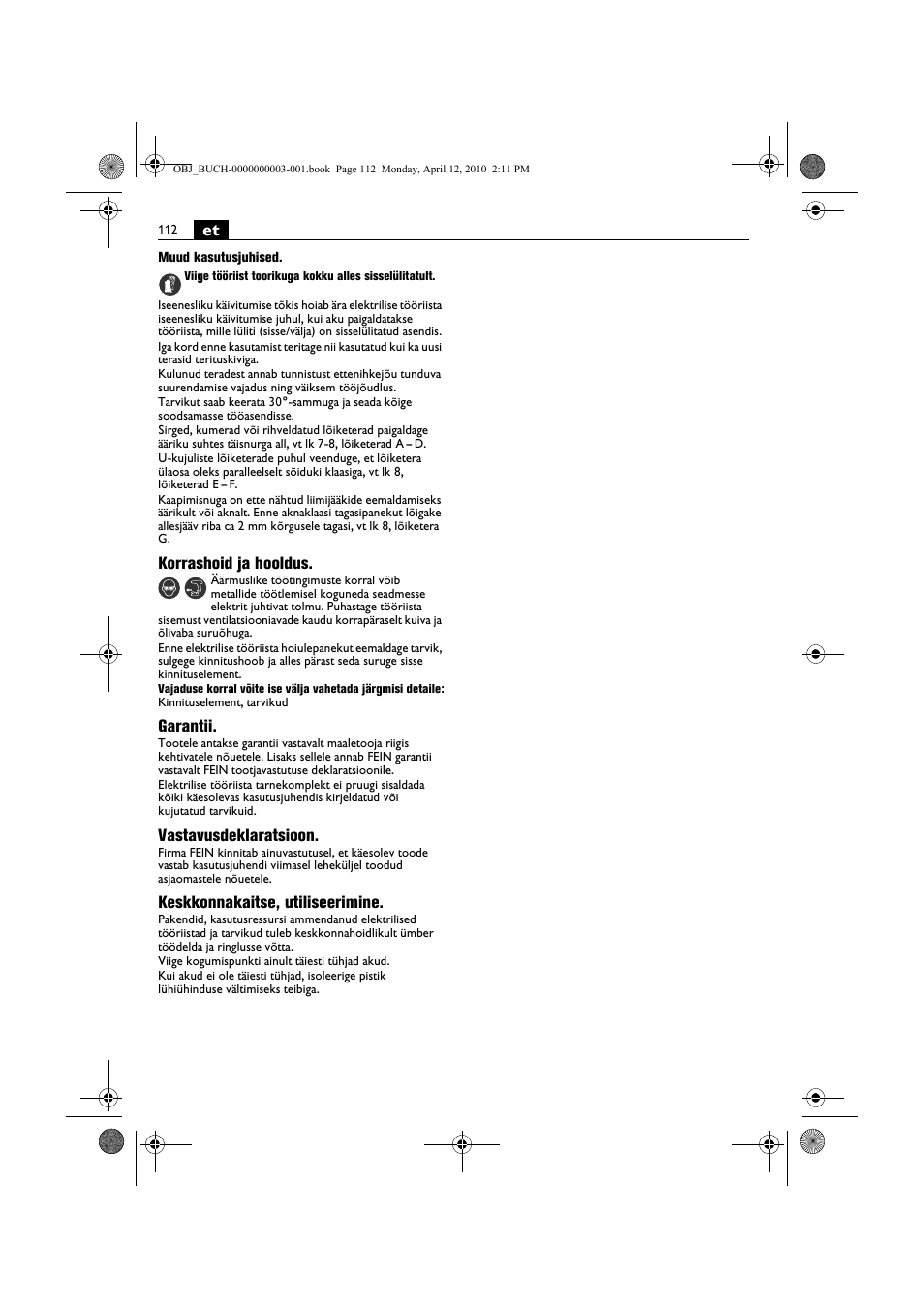 Fein AFSC 18 User Manual | Page 112 / 148