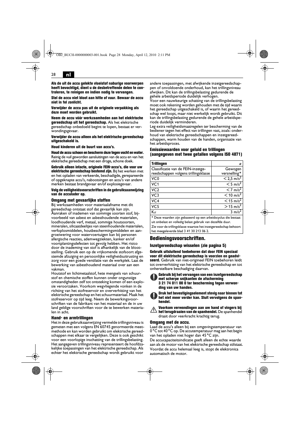 Bedieningsvoorschriften | Fein AFSC 18 User Manual | Page 28 / 148