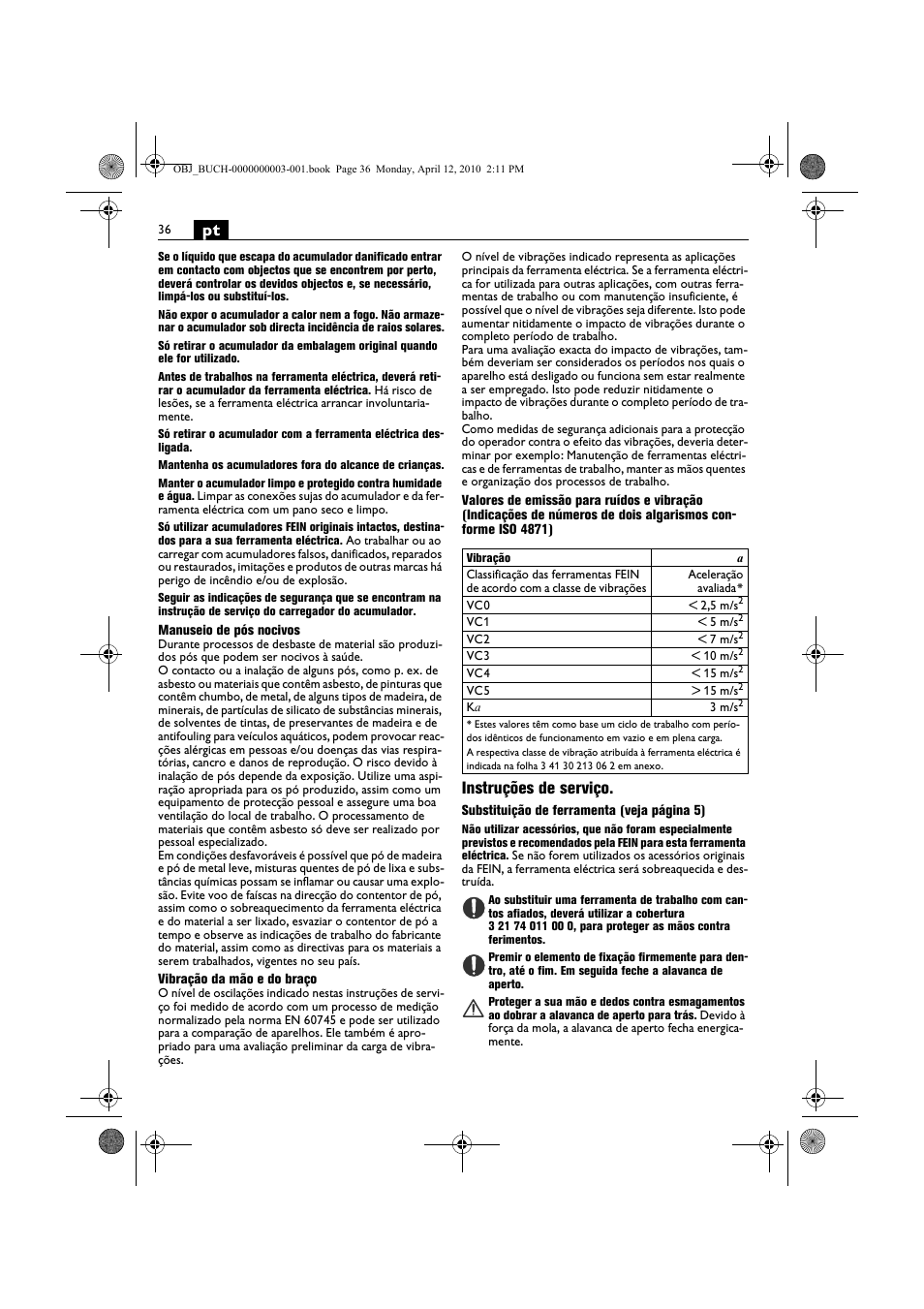 Instruções de serviço | Fein AFSC 18 User Manual | Page 36 / 148
