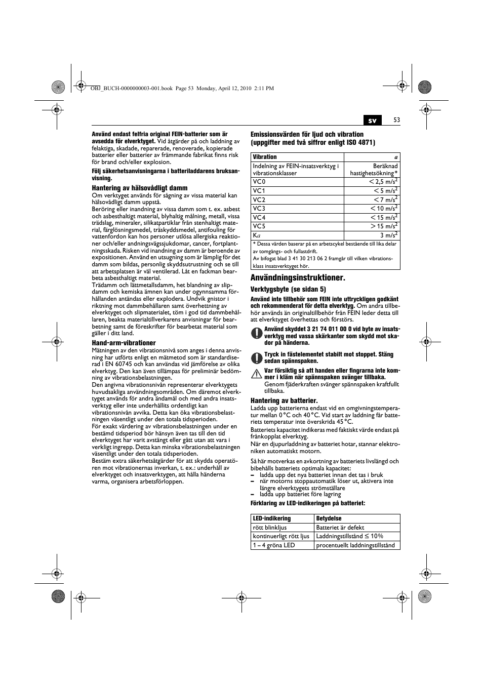 Användningsinstruktioner | Fein AFSC 18 User Manual | Page 53 / 148