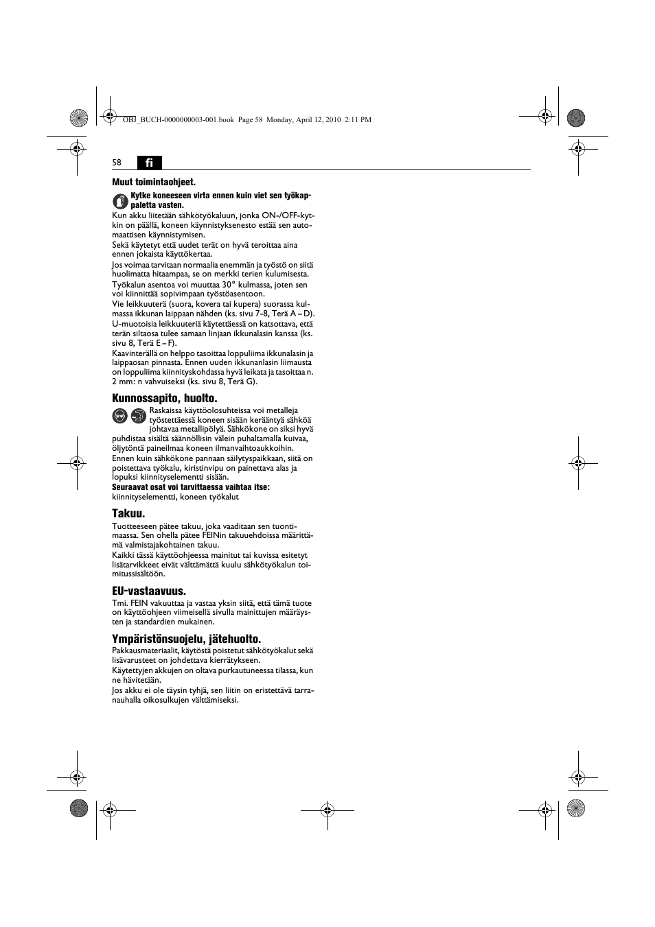 Fein AFSC 18 User Manual | Page 58 / 148