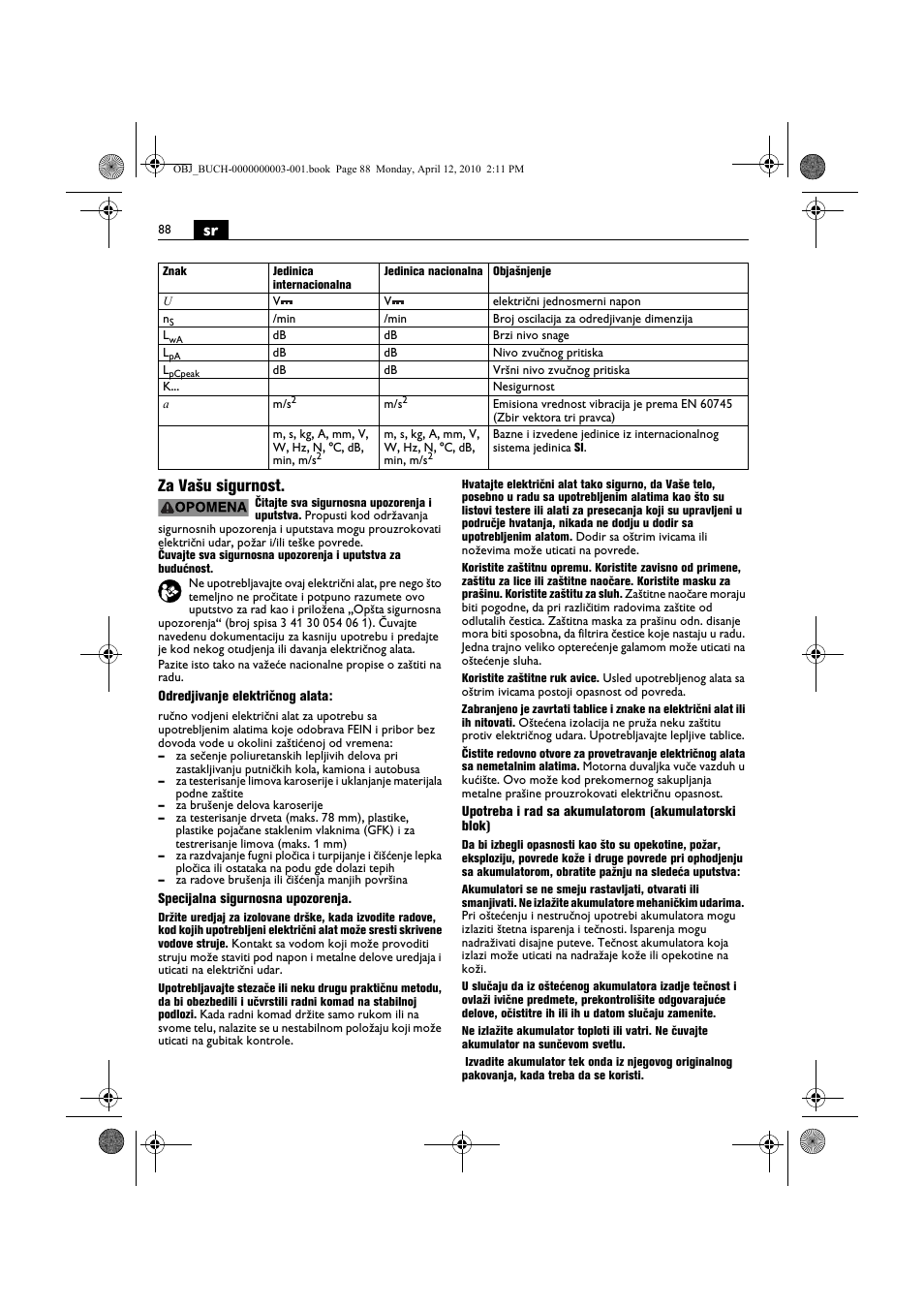 Sr za vašu sigurnost | Fein AFSC 18 User Manual | Page 88 / 148