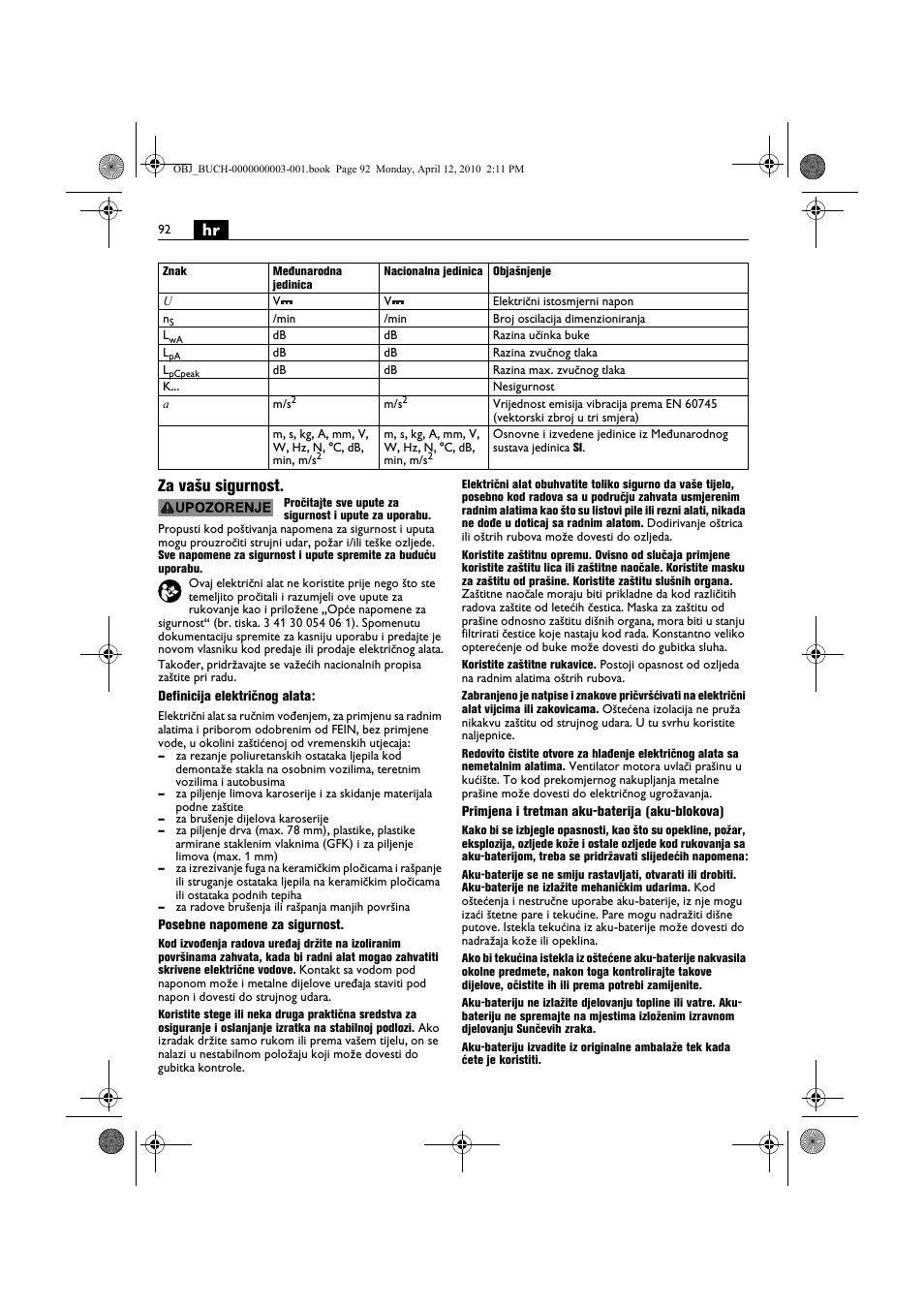 Hr za vašu sigurnost | Fein AFSC 18 User Manual | Page 92 / 148