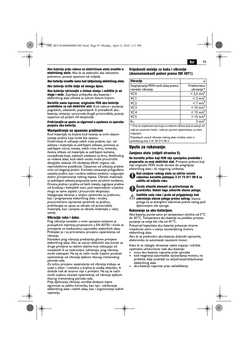 Upute za rukovanje | Fein AFSC 18 User Manual | Page 93 / 148