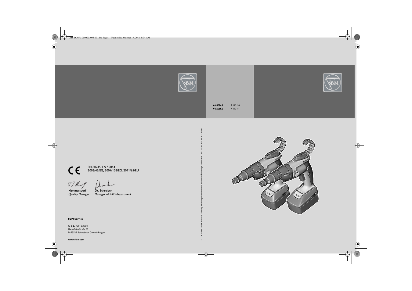 Fein ASCS_6.3 User Manual | 125 pages