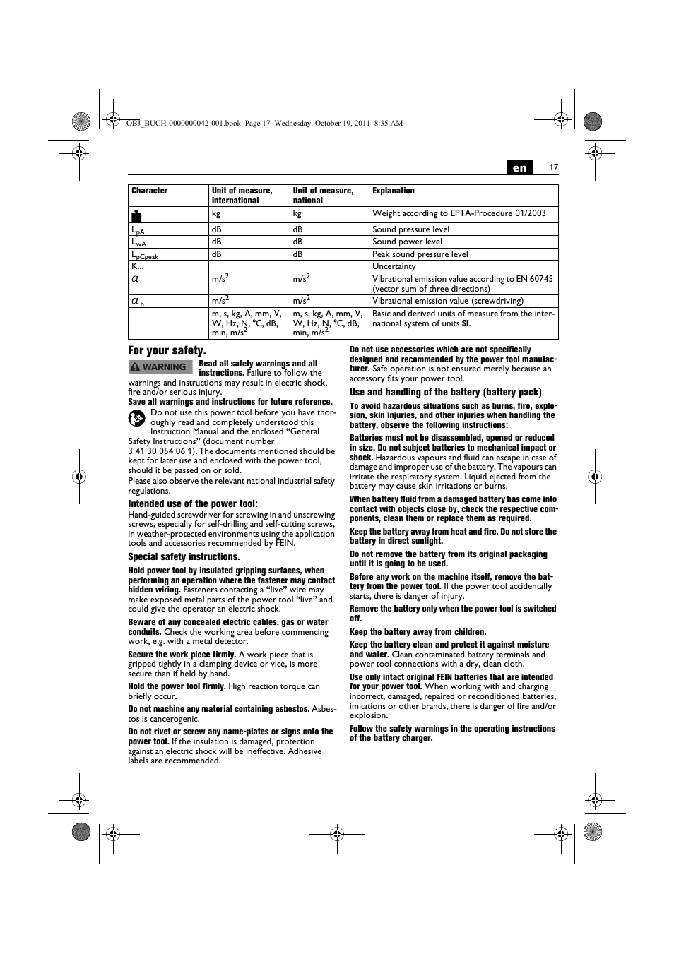 En for your safety | Fein ASCS_6.3 User Manual | Page 17 / 125