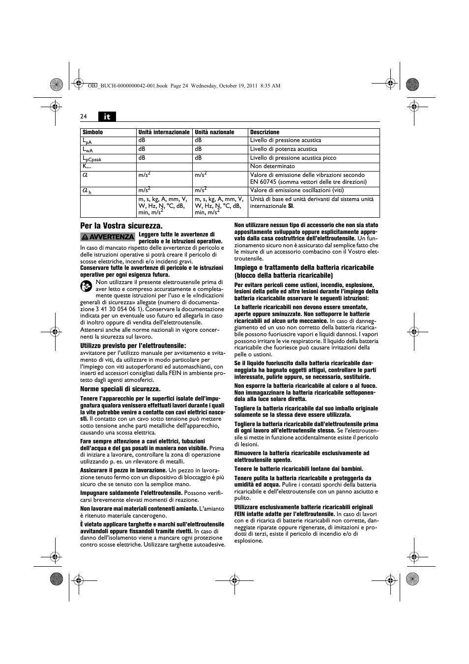 It per la vostra sicurezza | Fein ASCS_6.3 User Manual | Page 24 / 125